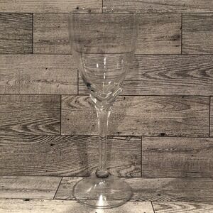 Plain Rim 8x3" Water Wine Tea Goblet Glass Stem Leaf Embellished Stem Vintage